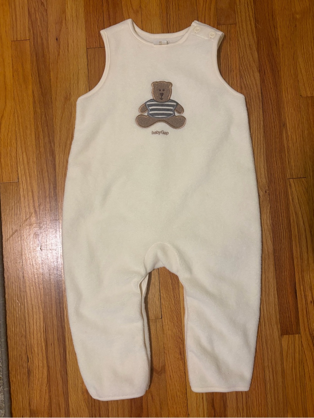 GAP Cream Fleece One-Piece with Bear Appliqué